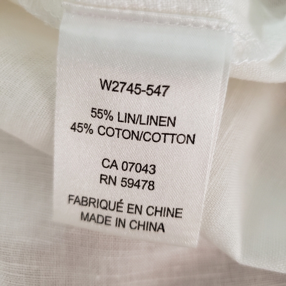 Saint Tropez West XLarge Beaded Long Sleeve Linen Cotton Shirt - Picture 7 of 11